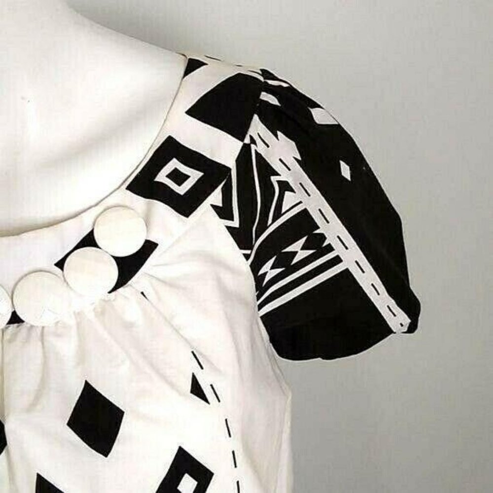 Tibi Dress Shift Black White Side Pockets 6 New - Picture 2 of 7